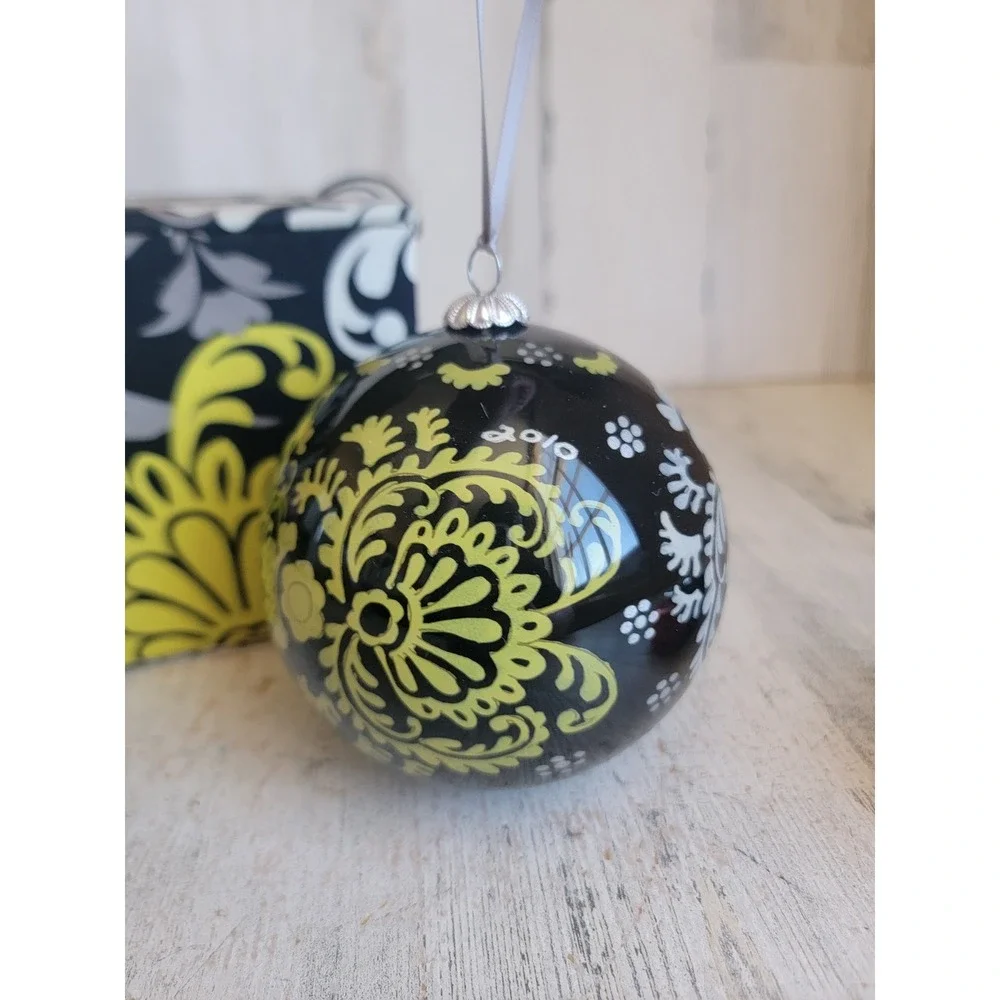 Vera Bradley light green black pattern ball ornament Xmas vintage unique